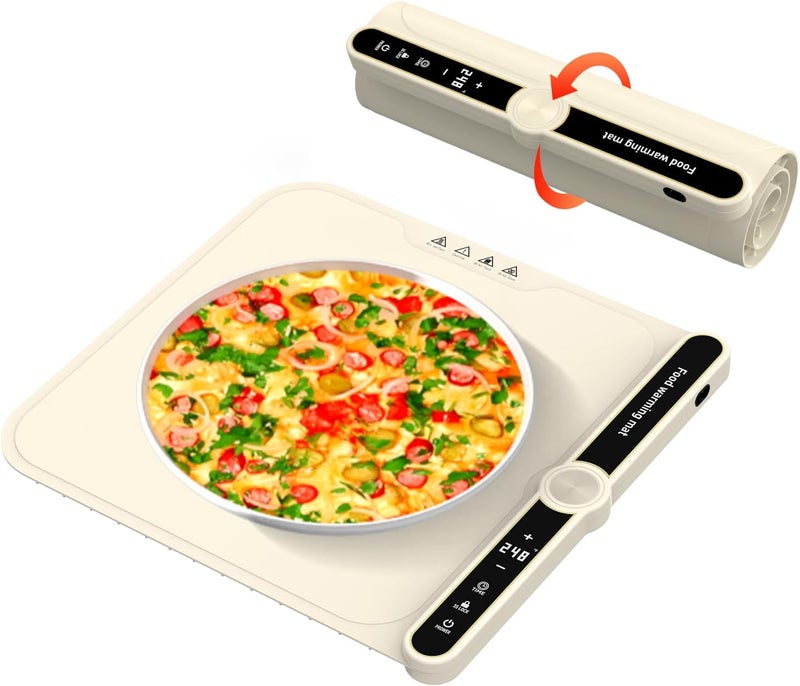 Aordeep Small Warming Mat for Food Portable Rolled-up Silicone Food Warmers for Parties,Buffet,Countertop Electric Food Warming Mat 9-Level Precise Temp Control Keep Warming Last 18 Hours - Image 1